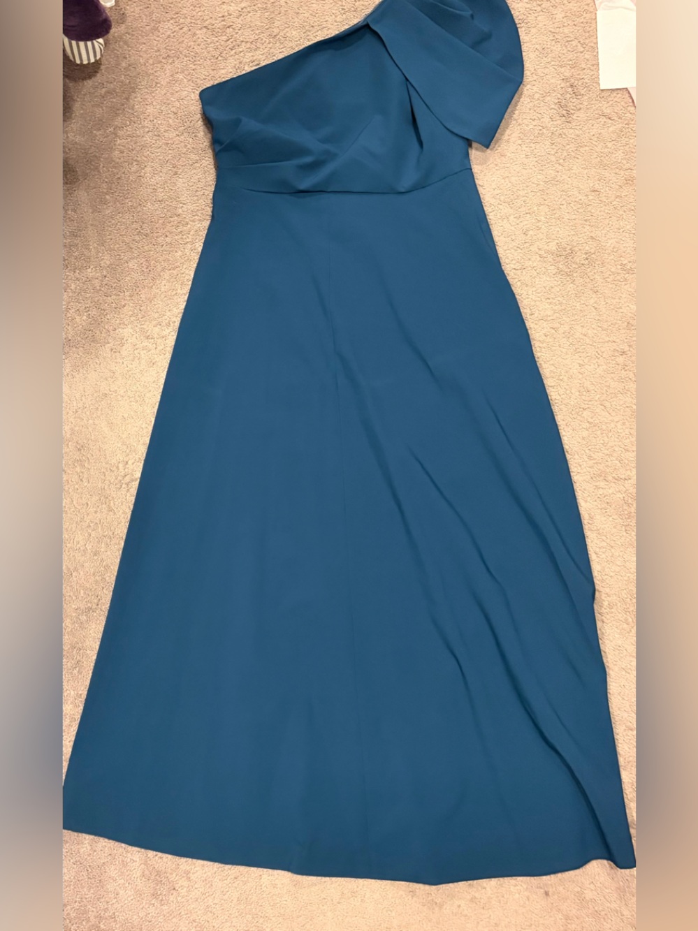 Kay Unger Teal One-Shoulder Prom Dress